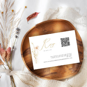 ロマンチックな金ゴールド結婚赤面のウェブサイトQRコード 出欠カード