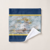 ロマンチックな金ゴールド航海のとコースタルライトハウスデータベース バスタオルセット (ウォッシュタオル)