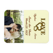 ロマンチックな金ゴールド連動ハートあなたの写真 マグネット (横)