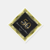 ロマンチックな金ゴールド飾り枠50th 結婚s スタンダードカクテルナプキン (角)