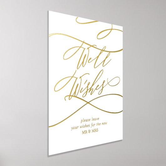 ロマンチックな金箔エレガントな結婚式のウェルウィッシュ 箔ポスター (レイダウン)