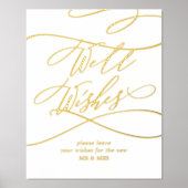 ロマンチックな金箔エレガントな結婚式のウェルウィッシュ 箔ポスター (正面)