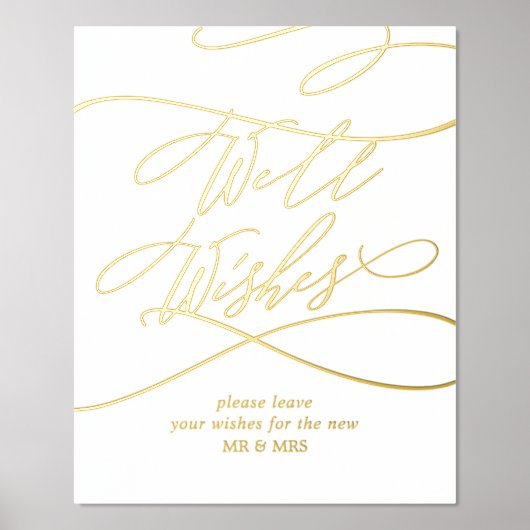 ロマンチックな金箔エレガントな結婚式のウェルウィッシュ 箔ポスター (正面)