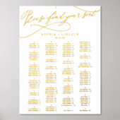 ロマンチックな金箔エレガントな結婚式のシーティングチャート 箔ポスター (正面)