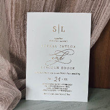 ロマンチックな金箔書道モノグラム結婚ズ