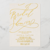 ロマンチックな金箔 |アイボリーブライダルシャワー 箔招待状 (正面)