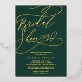 ロマンチックな金箔 |エメラルドブライダルシャワー 箔招待状 (正面)