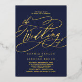 ロマンチックな金箔 |海軍は結婚の 箔招待状 (正面)