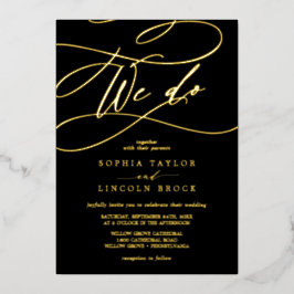 ロマンチックな金箔 | Black Flowish We Do 結婚's 箔招待状
