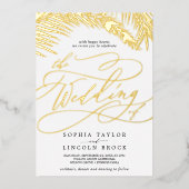 ロマンチックな金箔 | Black Palm All In One 結婚's 箔招待状 (正面)