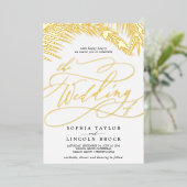ロマンチックな金箔 | Black Palm All In One 結婚's 箔招待状 (立ち正面)