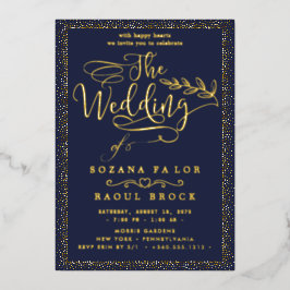 ロマンチックな金結婚箔 箔招待状