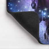ロマンチックな銀河系ブルーパープルスターギャロピングウマ マウスパッド (コーナー)