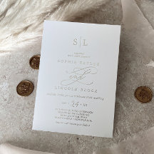 ロマンチックな銀箔の書道モノグラム結婚ズ