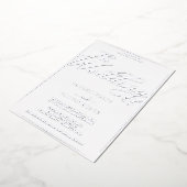 ロマンチックな銀箔の書道枠結婚の枠 箔招待状 (回転した状態)