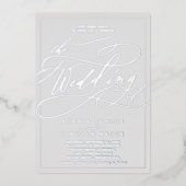 ロマンチックな銀箔グレー |フレー結婚ム 箔招待状 (正面)