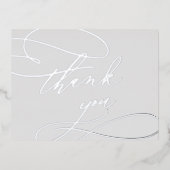ロマンチックな銀箔 |グレー結婚のサンキューカード 箔招待状ポストカード (正面)