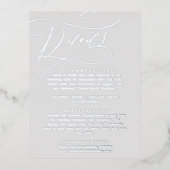 ロマンチックな銀箔 |グレー結婚の詳細カード 箔招待状ポストカード (正面)