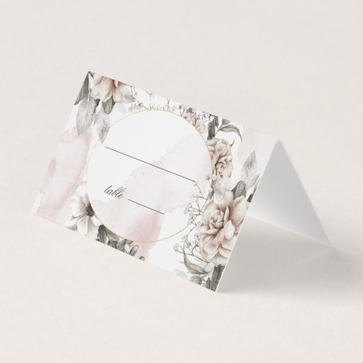 ロマンチックな銀赤面結婚フローラのテーブルカード (正面)