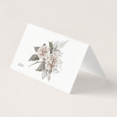 ロマンチックな銀赤面結婚フローラのテーブルカード (裏面)