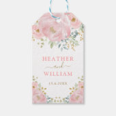 ロマンチックな開花ソフトパステルピンクウォーターカラーフローラ ギフトタグ (正面)
