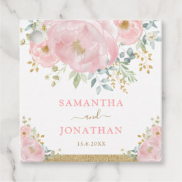 ロマンチックな開花ソフトピンクウォーター色のフローラ結婚ズ フェイバータグ