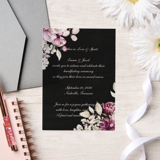 ロマンチックな開花フローラ牡丹 ベラム紙招待状 (ウェディング)