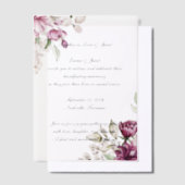 ロマンチックな開花フローラ牡丹 ベラム紙招待状 (オフセット)