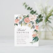 ロマンチックな開花|の水彩画の花柄のブライダルシャワー インビテーションポストカード (スタンド正面)