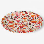 ロマンチックな開花：バレンタインデー ペーパープレート (アングル)