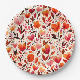 ロマンチックな開花：バレンタインデー ペーパープレート