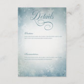 ロマンチックな降雪ブルー&ホワイト結婚ズ詳細 エンクロージャーカード (正面)