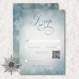 ロマンチックな降雪青と白結婚のQRコード 出欠カード