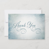 ロマンチックな降雪青白い結婚披露宴 サンキューカード (正面)