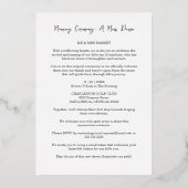 ロマンチックな陽気な寝台命名式金ゴールド 箔招待状 (裏面)