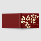 ロマンチックな離れ茶色の金の結婚金のゲストブック ゲストブック (全面)