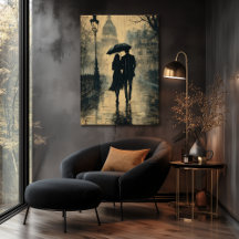 ロマンチックな雨のウォーク – 木炭スタイル