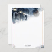 ロマンチックな雨の夜 – 文エレガント具紙 (正面/裏面)