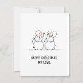 ロマンチックな雪だるまのラブホリデーカードギフト シーズンカード (正面)