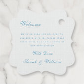 ロマンチックな雪の冬の教会の結婚式の引き出物ラベル フェイバータグ (裏面)