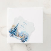 ロマンチックな雪の冬の教会の結婚式の引き出物ラベル フェイバータグ (インサイチュ)