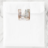 ロマンチックな雪の降る冬の森のウェディング スクエアシール (バッグ)