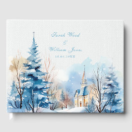 ロマンチックな雪結婚の教会のゲストブック ゲストブック