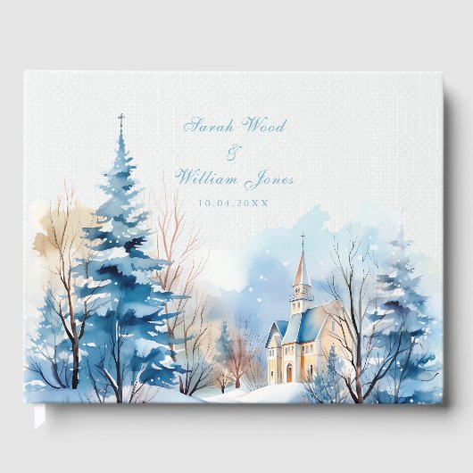 ロマンチックな雪結婚の教会のゲストブック ゲストブック (正面)
