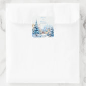 ロマンチックな雪結婚の教会 スクエアシール (バッグ)