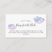 ロマンチックな雲のブライダルシャワーレシピのリクエスト エンクロージャーカード (正面)