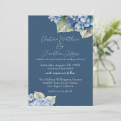 ロマンチックな青いアジサイの花 ネイビー 招待状 (スタンド正面)