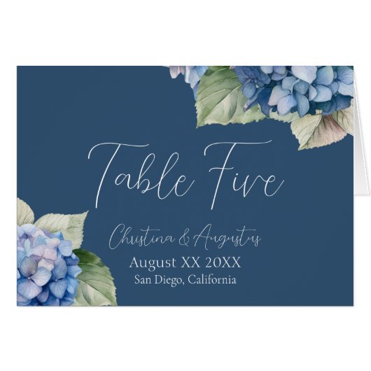 ロマンチックな青い水色あじさい花オンネイビー (正面横)