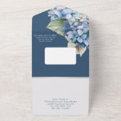 ロマンチックな青い水色あじさい花オンネイビー オールインワン招待状 (外側)