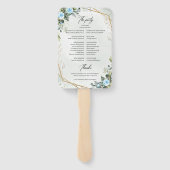 ロマンチックな青い花とユーカリの金ゴールド結婚ズ ハンドファン (裏面)